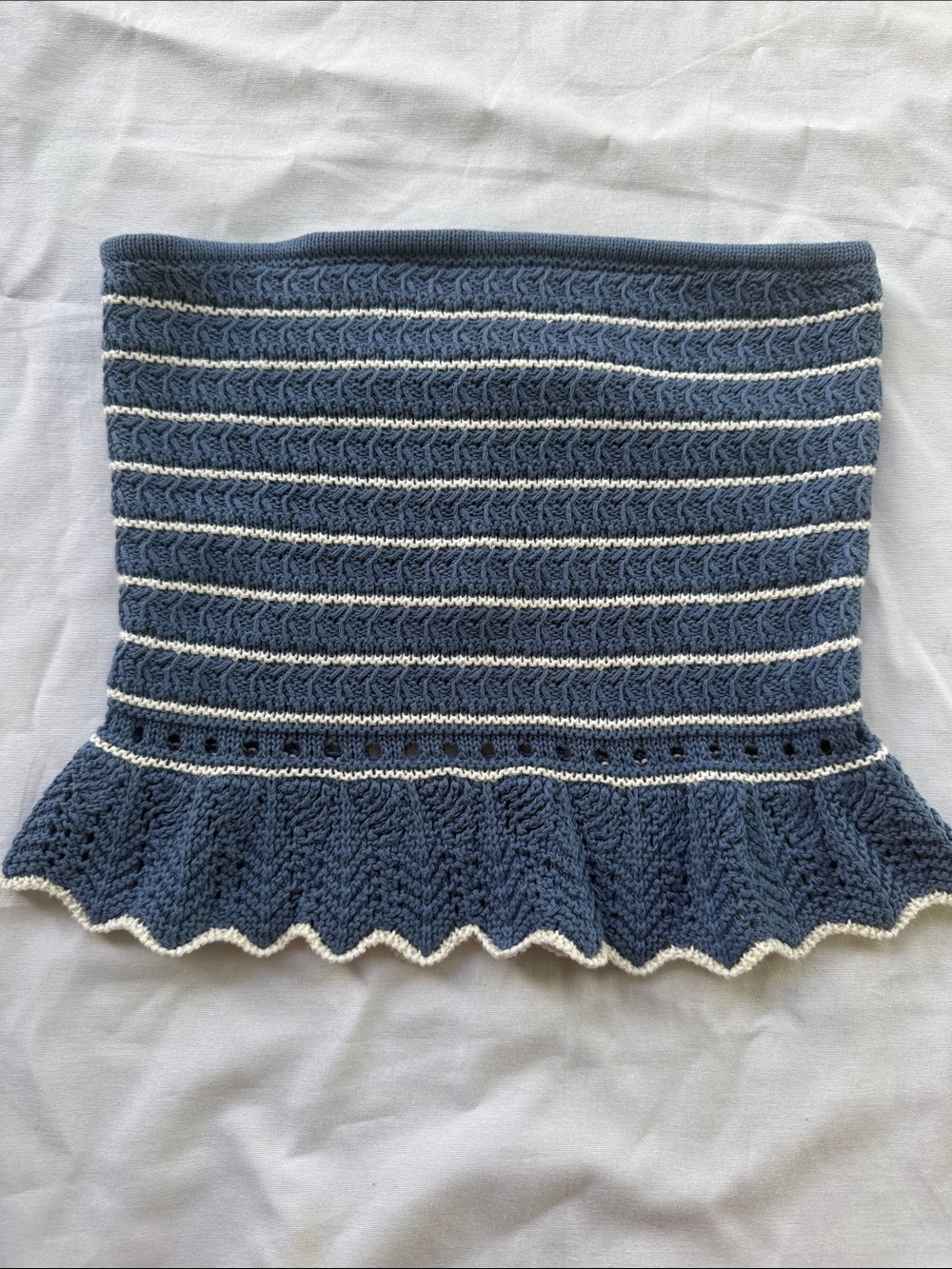 Knit Blue Stripe Ruffle Hem Women’s top